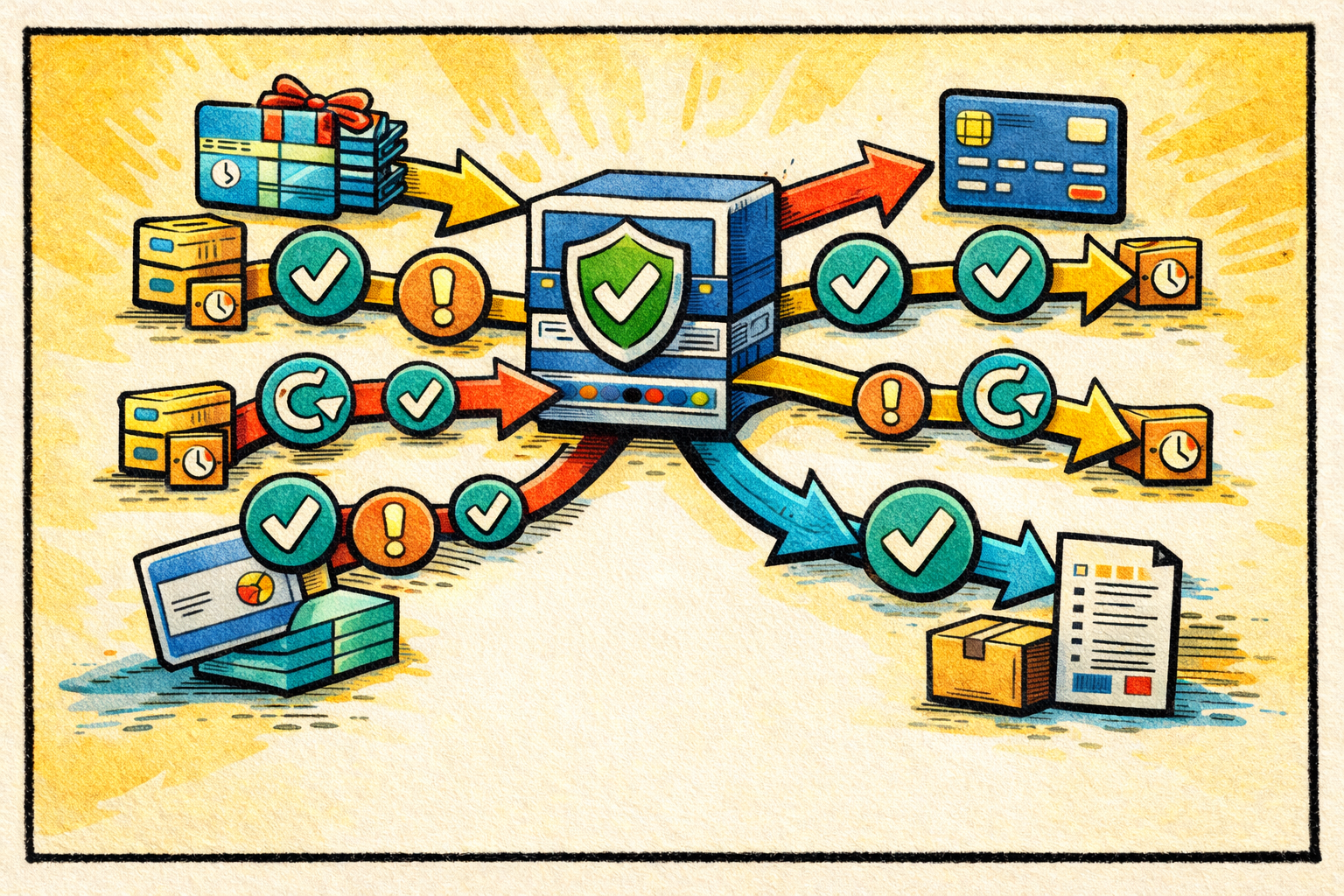Illustration of split tenders and asynchronous redeemables.